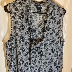 Liz Claiborne sheer black and white with silver detail.